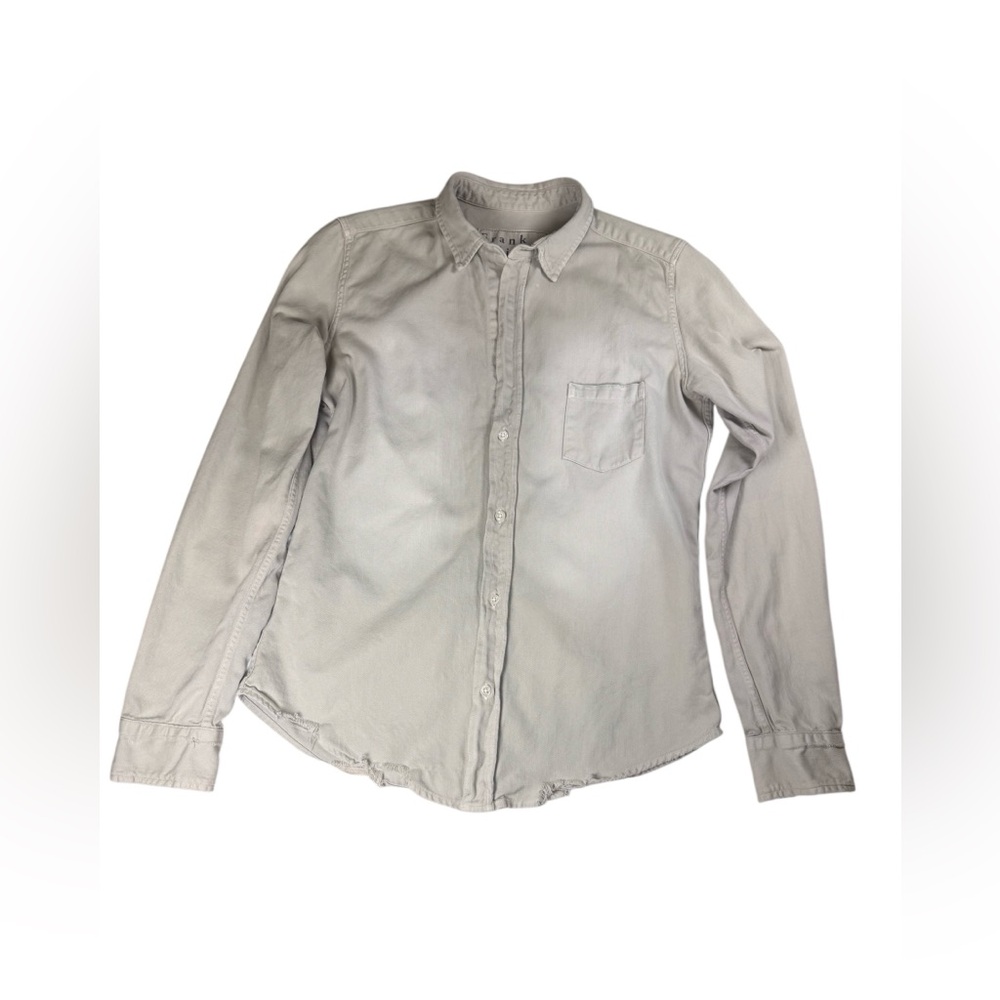 FRANK & EILEEN "Barry" Pale Gray Distressed Button-Down Shirt Size Small